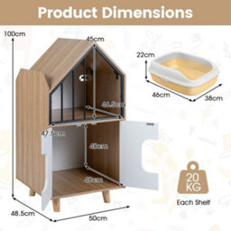Cat Litter Box Enclosure 3 In 1 Hidden Cat House Cabinet With Shelf And Fence - thumbnail 2