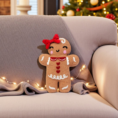 Gingerbread Girl Christmas Cushion - image 1