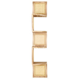 Wyld And Coco Corner Wall Bookcase 4-Tier Light Brown Paulownia Wood, Narrow Corner Shelving (W19 X D19 X H101Cm) - thumbnail 1