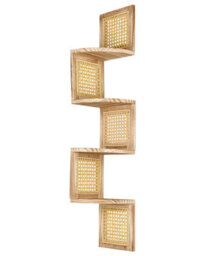 Wyld And Coco Corner Wall Bookcase 4-Tier Light Brown Paulownia Wood, Narrow Corner Shelving (W19 X D19 X H101Cm) - thumbnail 3