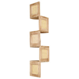Wyld And Coco Corner Wall Bookcase 4-Tier Light Brown Paulownia Wood, Narrow Corner Shelving (W19 X D19 X H101Cm) - thumbnail 5