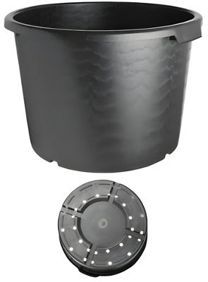 Heavy Duty 60Lt Squat Planter  Reinforced Black Garden Pot Garden Plant