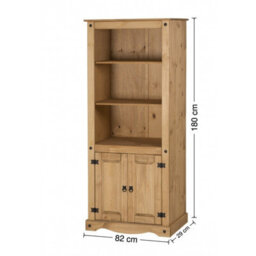 Mercers Furniture Corona 2 Door Bookcase Open Display Cabinet Solid Wood Pine Wooden With Mexican Styling - thumbnail 5