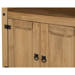 Mercers Furniture Corona 2 Door Bookcase Open Display Cabinet Solid Wood Pine Wooden With Mexican Styling - thumbnail 3