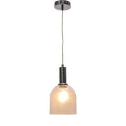 First Choice Lighting Set Of 2 Belten - Clear Glass Cloche Chrome Deco Pendant Fittings - thumbnail 3