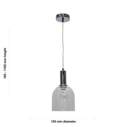 First Choice Lighting Set Of 2 Belten - Clear Glass Cloche Chrome Deco Pendant Fittings - thumbnail 6