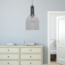 First Choice Lighting Set Of 2 Belten - Clear Glass Cloche Chrome Deco Pendant Fittings - thumbnail 5