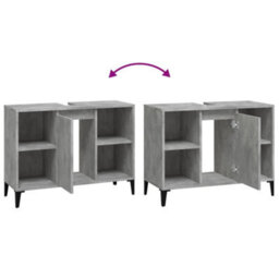 Berkfield Sink Cabinet Concrete Grey 80X33X60 Cm Engineered Wood - thumbnail 9