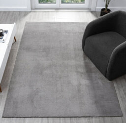 Comfy Washable Low Pile Living Room Area Rug - Anti-Slip Felt Backing Dark Grey 160Cm X 220Cm - thumbnail 1