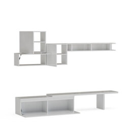 Decorotika Estoril Moduler Modern Tv Unit Wall Mount Customizable Layout High Gloss White - thumbnail 5