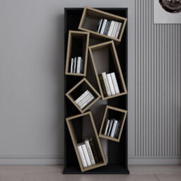 Decorotika Carmen Assymetrical Design Bookshelf, Shelving Unit, Display Unit With 6 Shelves Black & Oud
