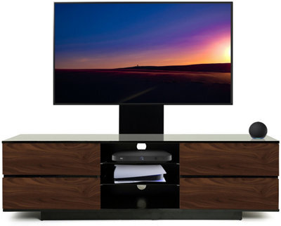 "Homeology Avitus Gloss Black With 4-Walnut Drawers And 3-Shelves Up To 65"" Led/lcd/plasma Tv Stand With Mounting Arm" - image 1