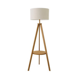 ValueLights Morrigan Mid Wood Shelf Floor Lamp With White Trim Drum Shade - thumbnail 7