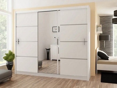 Arte Vista 250Cm Sliding Wardrobe In White Matt - Clean Lines With Sleek Mirror - image 1
