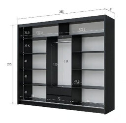 Arte Vista 250Cm Sliding Wardrobe In White Matt - Clean Lines With Sleek Mirror - thumbnail 4