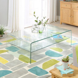 The Furniture Market Geo-Glass Rectangular Coffee Table With Shelf