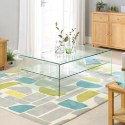 The Furniture Market Geo-Glass Rectangular Coffee Table With Shelf - thumbnail 2