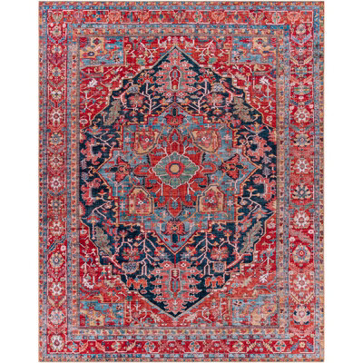 Livabliss Iris-Vintage Blue Red Beige Traditional Boho Living Dining Bedroom Rug 107 X 168 Cm Easy Care, Non Shedding - image 1