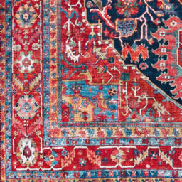 Livabliss Iris-Vintage Blue Red Beige Traditional Boho Living Dining Bedroom Rug 107 X 168 Cm Easy Care, Non Shedding - thumbnail 7