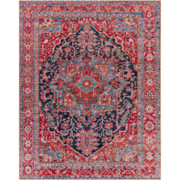 Livabliss Iris-Vintage Blue Red Beige Traditional Boho Living Dining Bedroom Rug 107 X 168 Cm Easy Care, Non Shedding - thumbnail 1