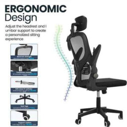 Ergonomic Office Chair With Headrest White 59X60X95Cm - thumbnail 5