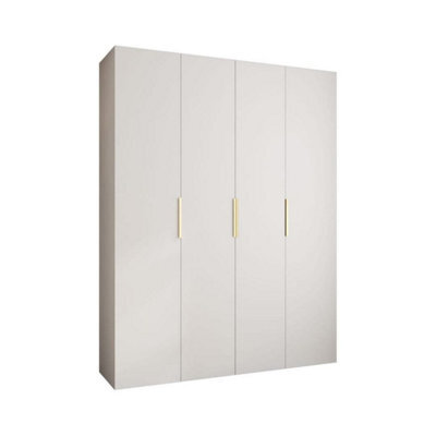 Arte Stylish White Como Iv Hinged Door Wardrobe H2460mm W1900mm D500mm, Four Doors, Sixteen Shelves, Two Hanging Rails, Gold Handles - image 1