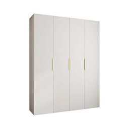 Arte Stylish White Como Iv Hinged Door Wardrobe H2460mm W1900mm D500mm, Four Doors, Sixteen Shelves, Two Hanging Rails, Gold Handles - thumbnail 1