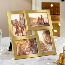 Songmics 4-Photo Collage Frame, Wall Decor Picture Display, Family Memory Showcase Set, Pale Gold - thumbnail 3