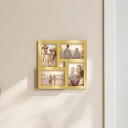 Songmics 4-Photo Collage Frame, Wall Decor Picture Display, Family Memory Showcase Set, Pale Gold - thumbnail 1