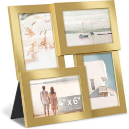 Songmics 4-Photo Collage Frame, Wall Decor Picture Display, Family Memory Showcase Set, Pale Gold - thumbnail 6