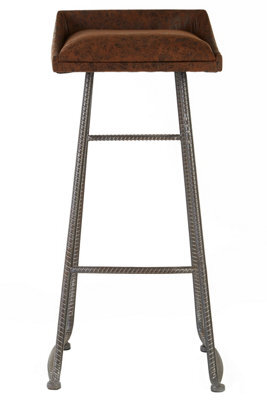 Orsina Sturdy Brown Leather Effect Bar Stool, Durable Constructed Modern Bar Stool, Stylish Luxury Bar Stool - image 1