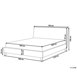 Beliani Bed Fabric Sennez 180 X 200 Cm (Eu Super King) Beige - thumbnail 3