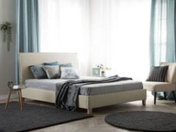 Beliani Bed Fabric Sennez 180 X 200 Cm (Eu Super King) Beige - thumbnail 2