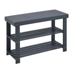 Livivo Bamboo Shoe Bench 2 Tier Grey Shoe Rack Storage Bench Entryway Hallway Seat Organiser
