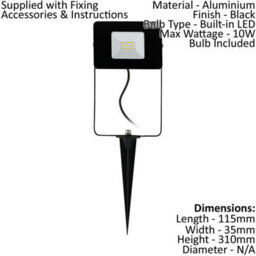 Ip65 Waterproof Outdoor Black Aluminium Spike Light With 10W Led Spotlight - thumbnail 2