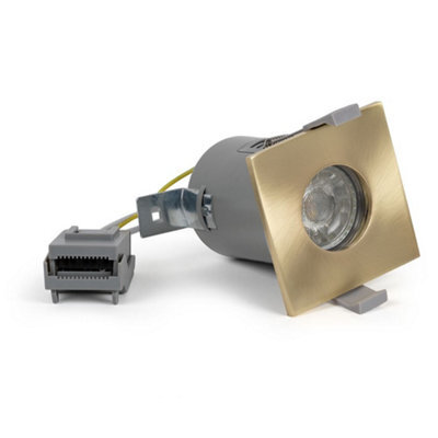 Brushed Brass Gu10 Square Fire Rated Downlight - Ip65 - Se Home - image 1