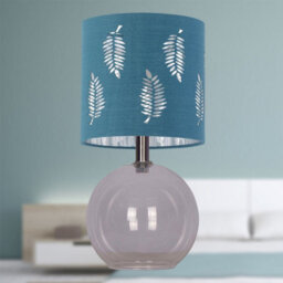 First Choice Lighting Set Of 2 Buck - Clear Glass Table Lamps With Teal Fern Shade - thumbnail 5