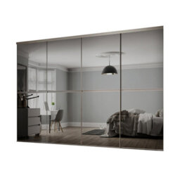 Spacepro Minimalist Mirror Mirrored Gloss 4 Door Sliding Wardrobe Door Kit (H)2220mm (W)2400mm - thumbnail 1