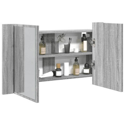 Walplus Led Bathroom Mirror Cabinet Grey Sonoma 80X12X45 Cm Acrylic - image 1