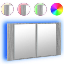 Walplus Led Bathroom Mirror Cabinet Grey Sonoma 80X12X45 Cm Acrylic - thumbnail 2