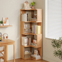 4 Tier Wooden Corner Shelf Freestanding Bookcase Display Storage Unit For Home School - thumbnail 5