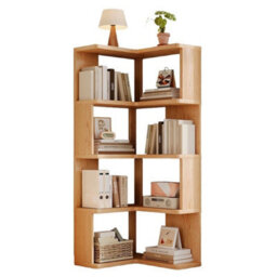 4 Tier Wooden Corner Shelf Freestanding Bookcase Display Storage Unit For Home School - thumbnail 3