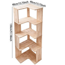 4 Tier Wooden Corner Shelf Freestanding Bookcase Display Storage Unit For Home School - thumbnail 2