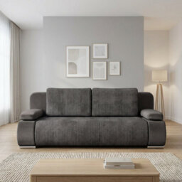 Emma M Corduroy Sofa Bed With Sleeping Function Mdf Frame Hr Foam Storage Compartment 200 X 92 X 77 Cm Grey