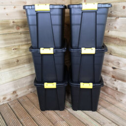 Samuel Alexander 6 X 60L Heavy Duty Storage Tubs Sturdy, Lockable, Stackable And Nestable Design Storage Chests With Clips In Black - thumbnail 4