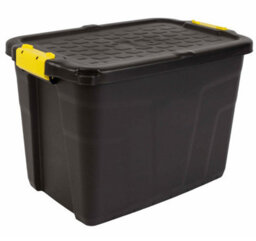 Samuel Alexander 6 X 60L Heavy Duty Storage Tubs Sturdy, Lockable, Stackable And Nestable Design Storage Chests With Clips In Black - thumbnail 5