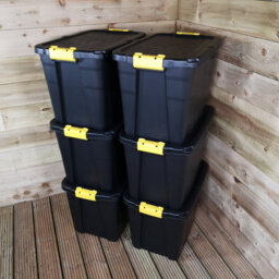 Samuel Alexander 6 X 60L Heavy Duty Storage Tubs Sturdy, Lockable, Stackable And Nestable Design Storage Chests With Clips In Black - thumbnail 2