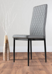 Furniturebox Carson 4 Seater White Marble Effect Rectangular Scratch Resistant Dining Table With 4 Grey Milan Faux Leather Black Leg Chairs - thumbnail 5