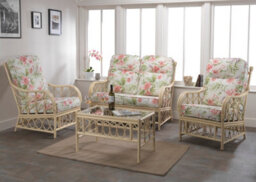 Desser Morley Natural Rattan 2 Seater Conservatory Sofa Real Cane Rattan Indoor Settee With Uk Sewn Cushion In Blossom Fabric - thumbnail 4