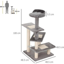 Cat Tree Climbing Tower Tall Activity Centre Sisal Rope Scratching Post - thumbnail 2